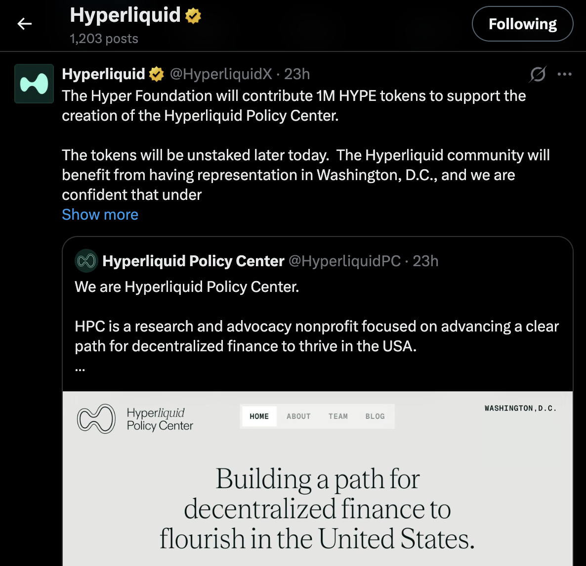 Hyperliquid Policy Center